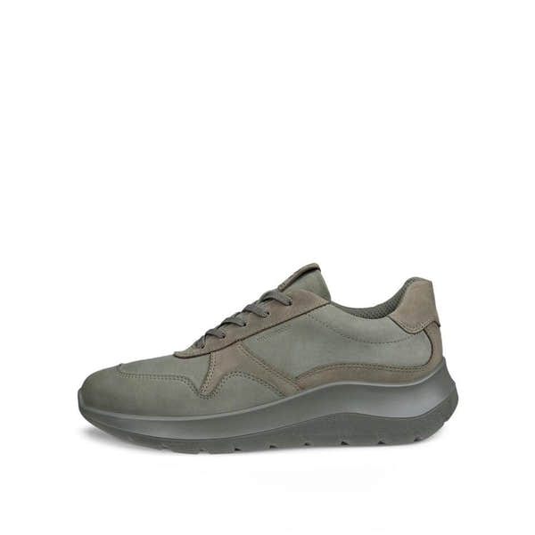 Baskets imperméables à lacets pour femme Ecco Valerie W, cuir vert olive fumé
