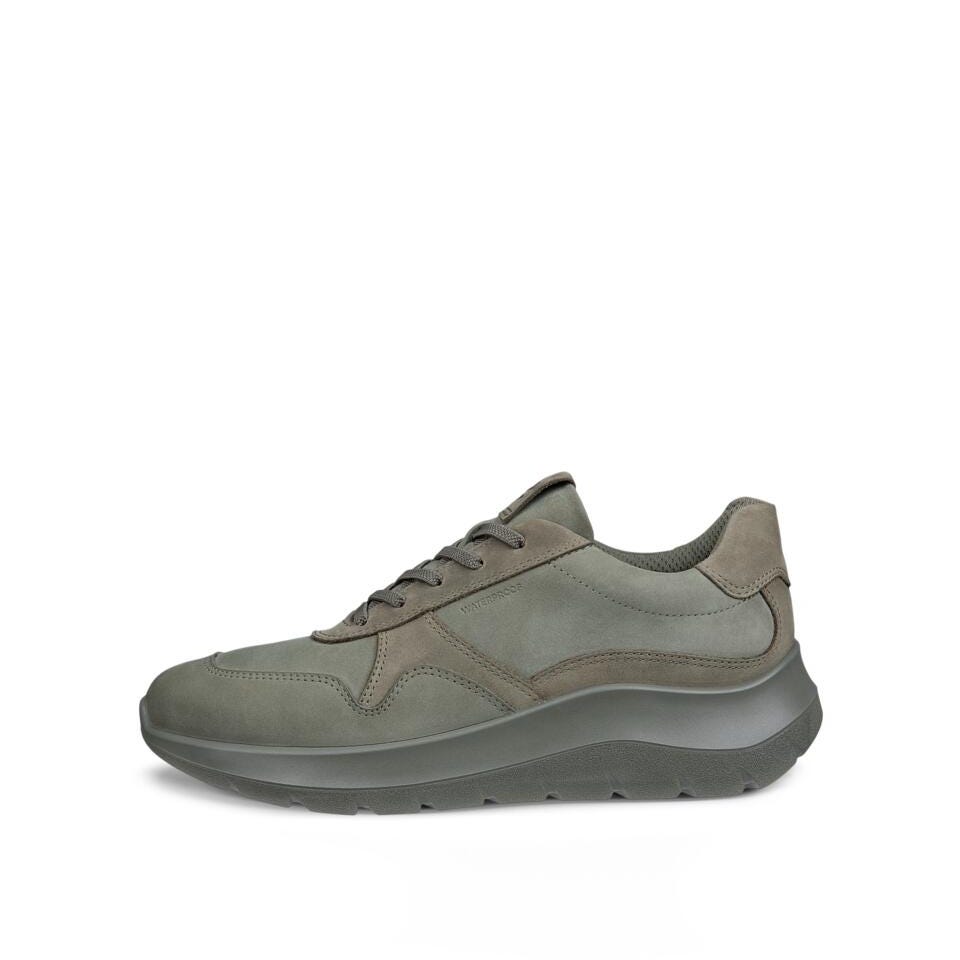 Ecco Valerie W Waterproof Sneaker Ladies Smokey Olive Leather Waterproof Lace Up Trainers