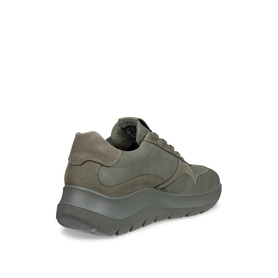 Ecco Valerie W Waterproof Sneaker Ladies Smokey Olive Leather Waterproof Lace Up Trainers
