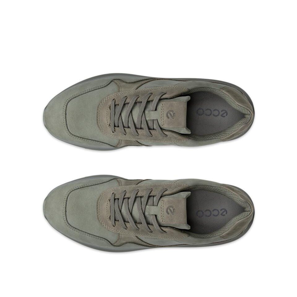 Ecco Valerie W Waterproof Sneaker Ladies Smokey Olive Leather Waterproof Lace Up Trainers