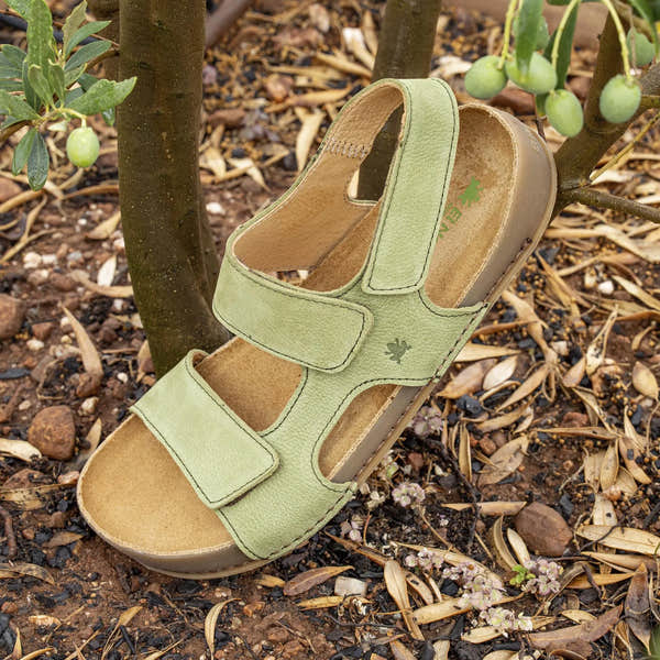 El Naturalista N6003 Unisex Wide Spanish Liken Leather Slip On Sandals