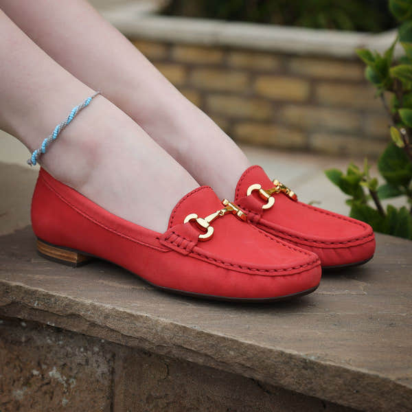 Elevate Your Sole 25836 Sunflower Ladies Red Nubuck Leather Loafers - elevate your sole