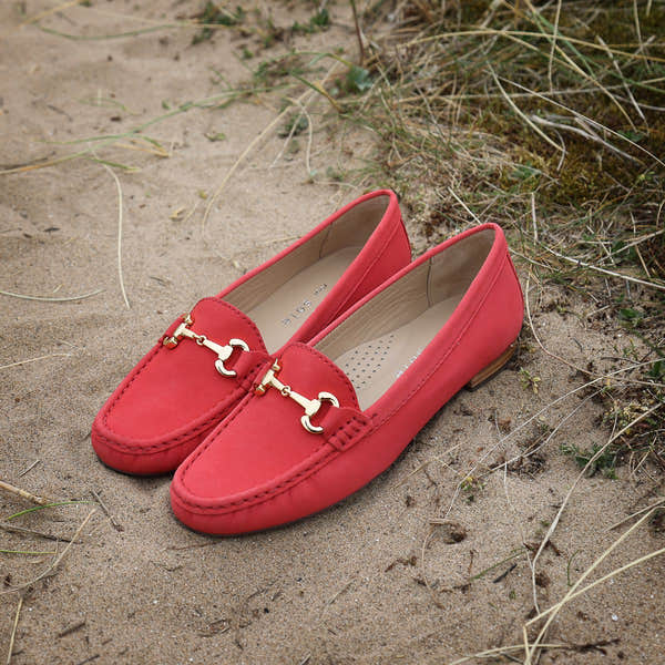 Elevate Your Sole 25836 Sunflower Ladies Red Nubuck Leather Loafers - elevate your sole