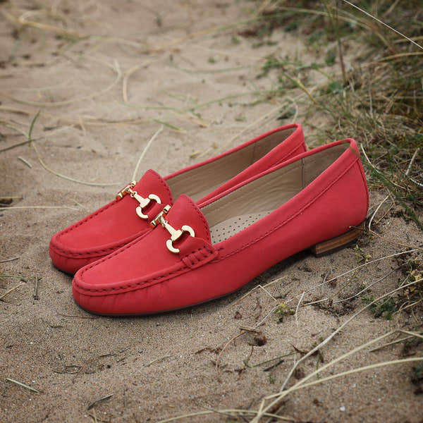Elevate Your Sole 25836 Sunflower Ladies Red Nubuck Leather Loafers - elevate your sole