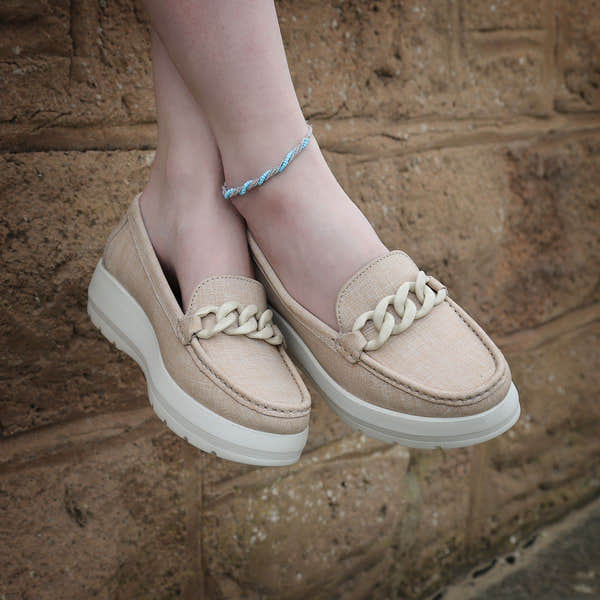 Elevate Your Sole 50606 Locanda Ladies Nude Leather Loafers - elevate your sole