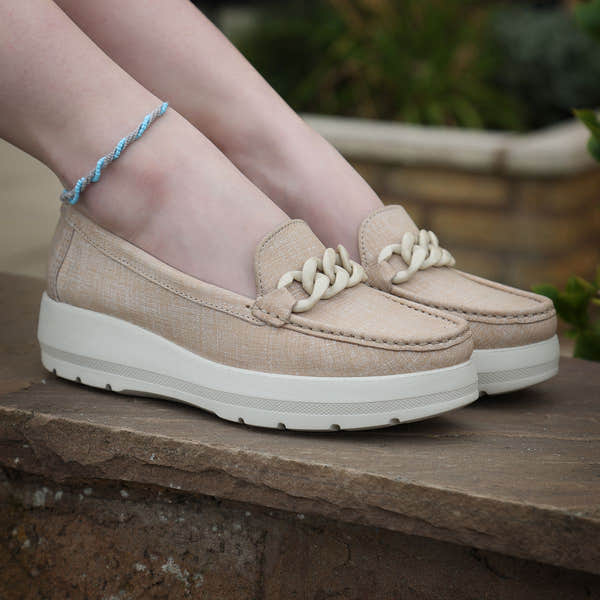 Elevate Your Sole 50606 Locanda Ladies Nude Leather Loafers - elevate your sole