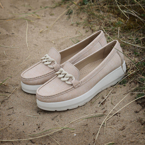 Elevate Your Sole 50606 Locanda Ladies Nude Leather Loafers - elevate your sole