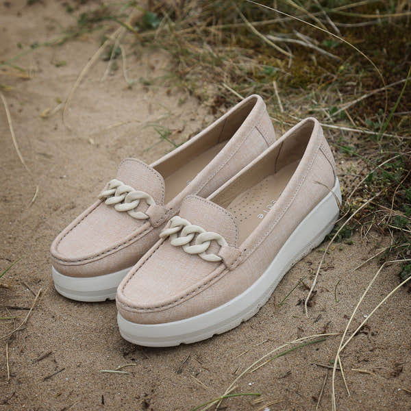 Elevate Your Sole 50606 Locanda Ladies Nude Leather Loafers - elevate your sole