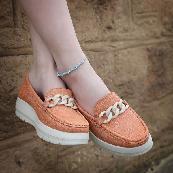 Elevate Your Sole 50606 Locanda Ladies Orange Leather Loafers - elevate your sole