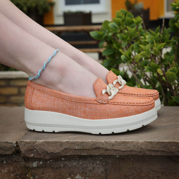 Elevate Your Sole 50606 Locanda Ladies Orange Leather Loafers - elevate your sole