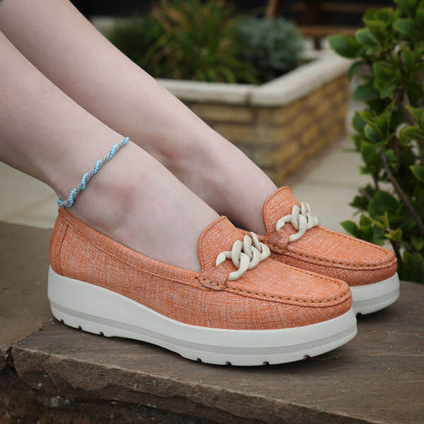 Elevate Your Sole 50606 Locanda Ladies Orange Leather Loafers - elevate your sole