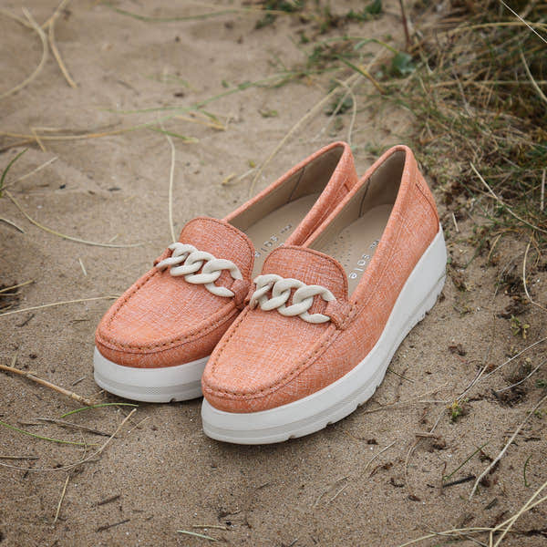 Elevate Your Sole 50606 Locanda Ladies Orange Leather Loafers - elevate your sole