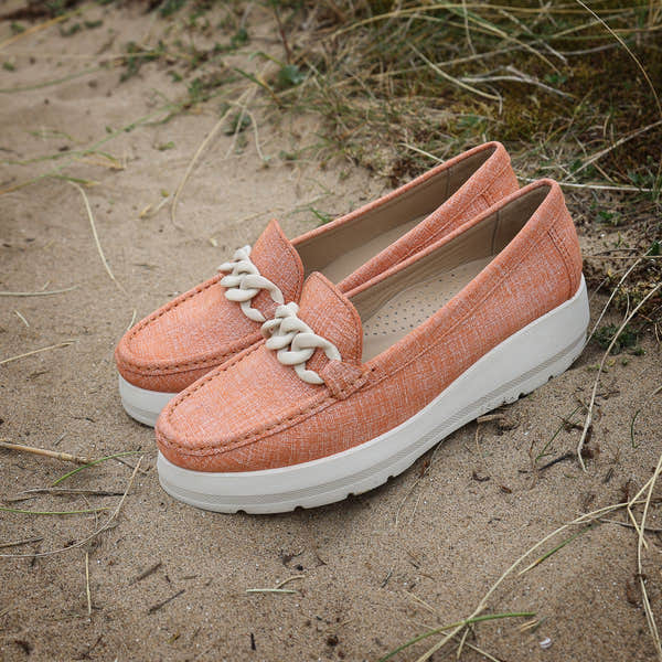 Elevate Your Sole 50606 Locanda Ladies Orange Leather Loafers - elevate your sole
