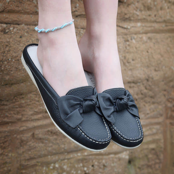 Elevate Your Sole 6347 Cannes Ladies Elba Blue Leather Mules - elevate your sole