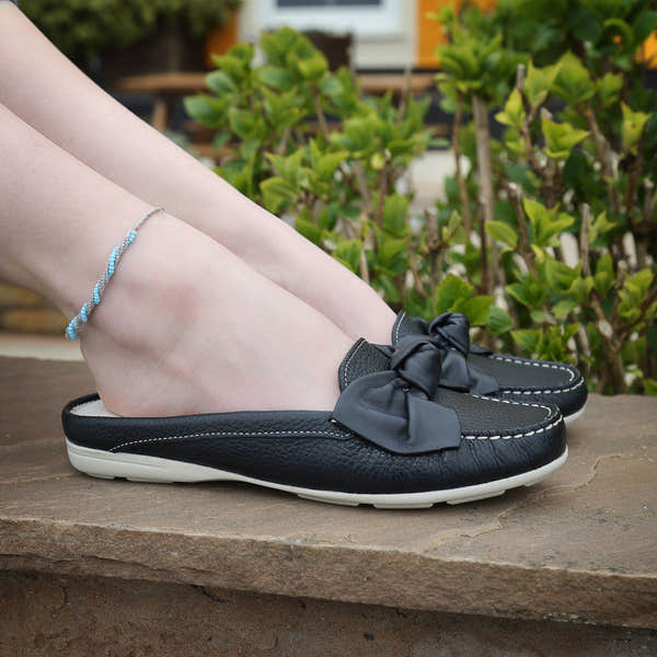 Elevate Your Sole 6347 Cannes Ladies Elba Blue Leather Mules - elevate your sole