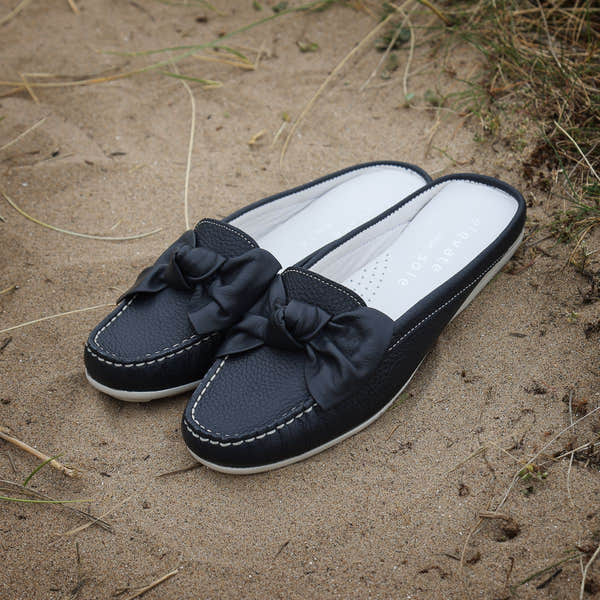 Elevate Your Sole 6347 Cannes Ladies Elba Blue Leather Mules - elevate your sole