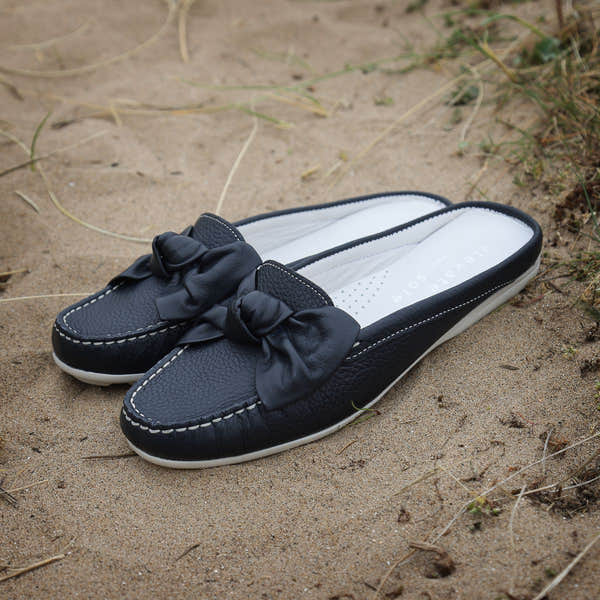 Elevate Your Sole 6347 Cannes Ladies Elba Blue Leather Mules - elevate your sole
