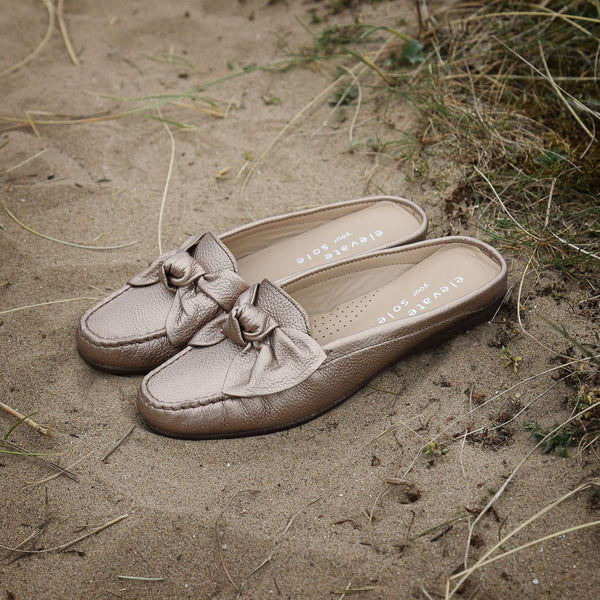 Elevate Your Sole 6347 Cannes Ladies Prata Velha Leather Mules - elevate your sole