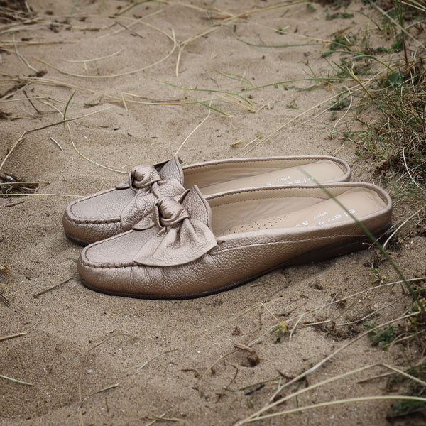 Elevate Your Sole 6347 Cannes Ladies Prata Velha Leather Mules - elevate your sole