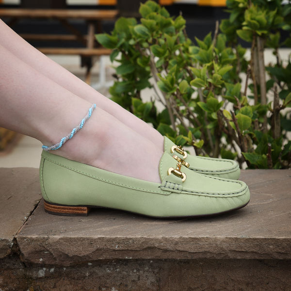 Elevate your Sole 25836 Sunflower Ladies Lime Nubuck Leather Loafers - elevate your sole