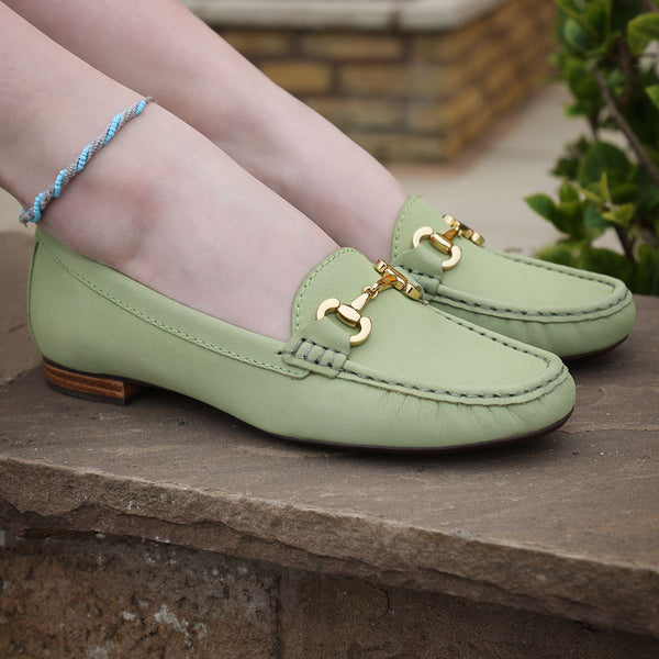 Elevate your Sole 25836 Sunflower Ladies Lime Nubuck Leather Loafers - elevate your sole