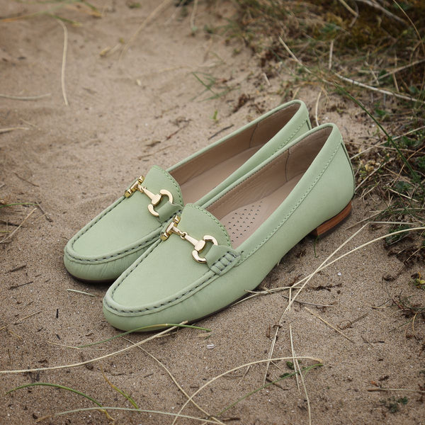 Elevate your Sole 25836 Sunflower Ladies Lime Nubuck Leather Loafers - elevate your sole