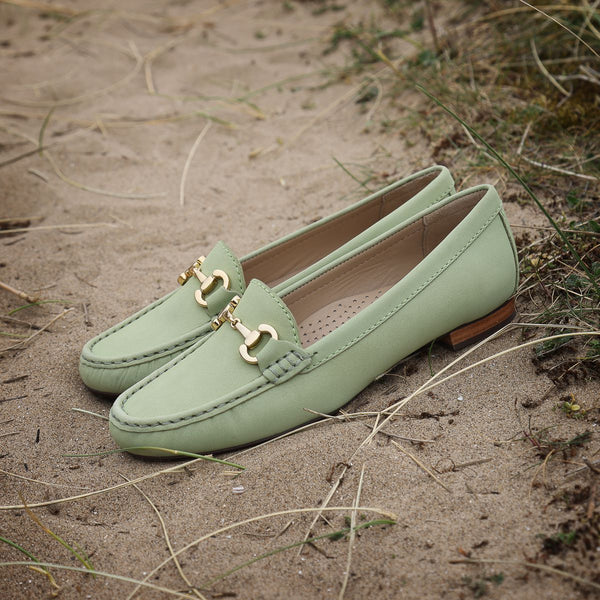 Elevate your Sole 25836 Sunflower Ladies Lime Nubuck Leather Loafers - elevate your sole