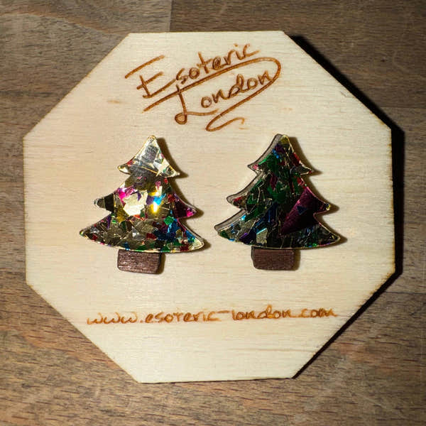 Esoteric London Colour Pop Christmas Tree Stud Earrings-elevate your sole