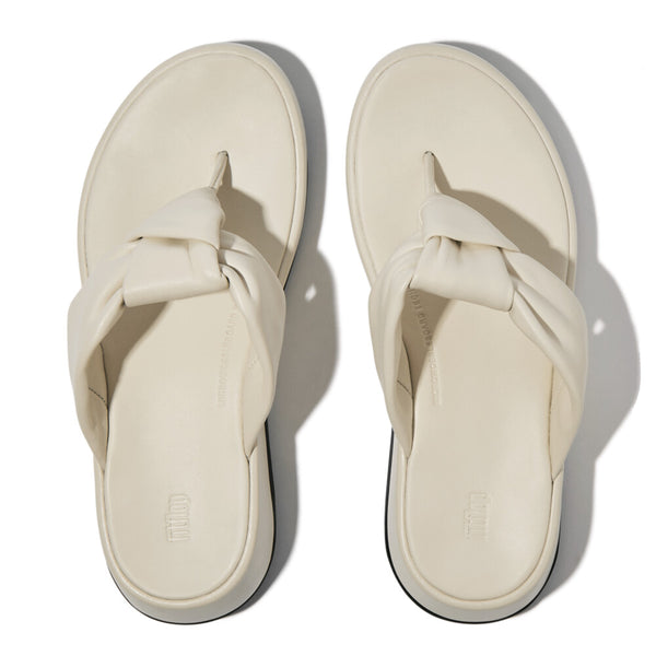 FitFlop IY1-A99 F-Mode Knot Ladies Beige Leather Slip On Sandals
