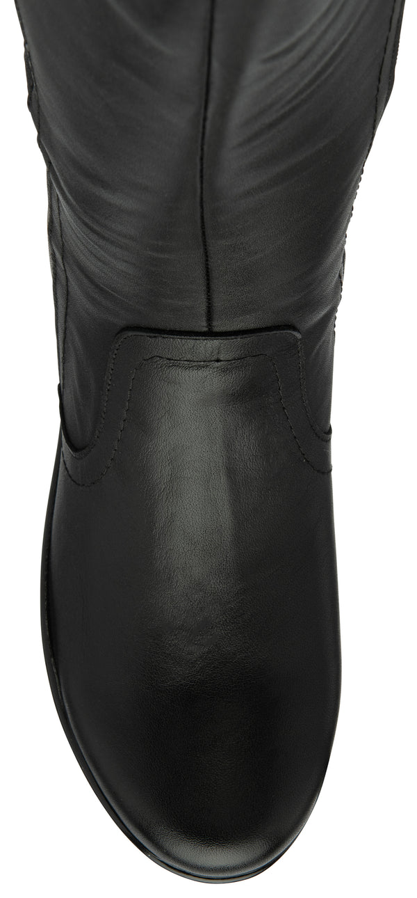 Lotus Fitzgerald Ladies Black Leather Side Zip Mid-Calf Boots