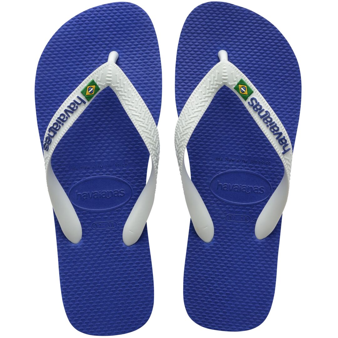 Havaianas Brasil Logo Unisex Marine Blue Toe Post Sandals