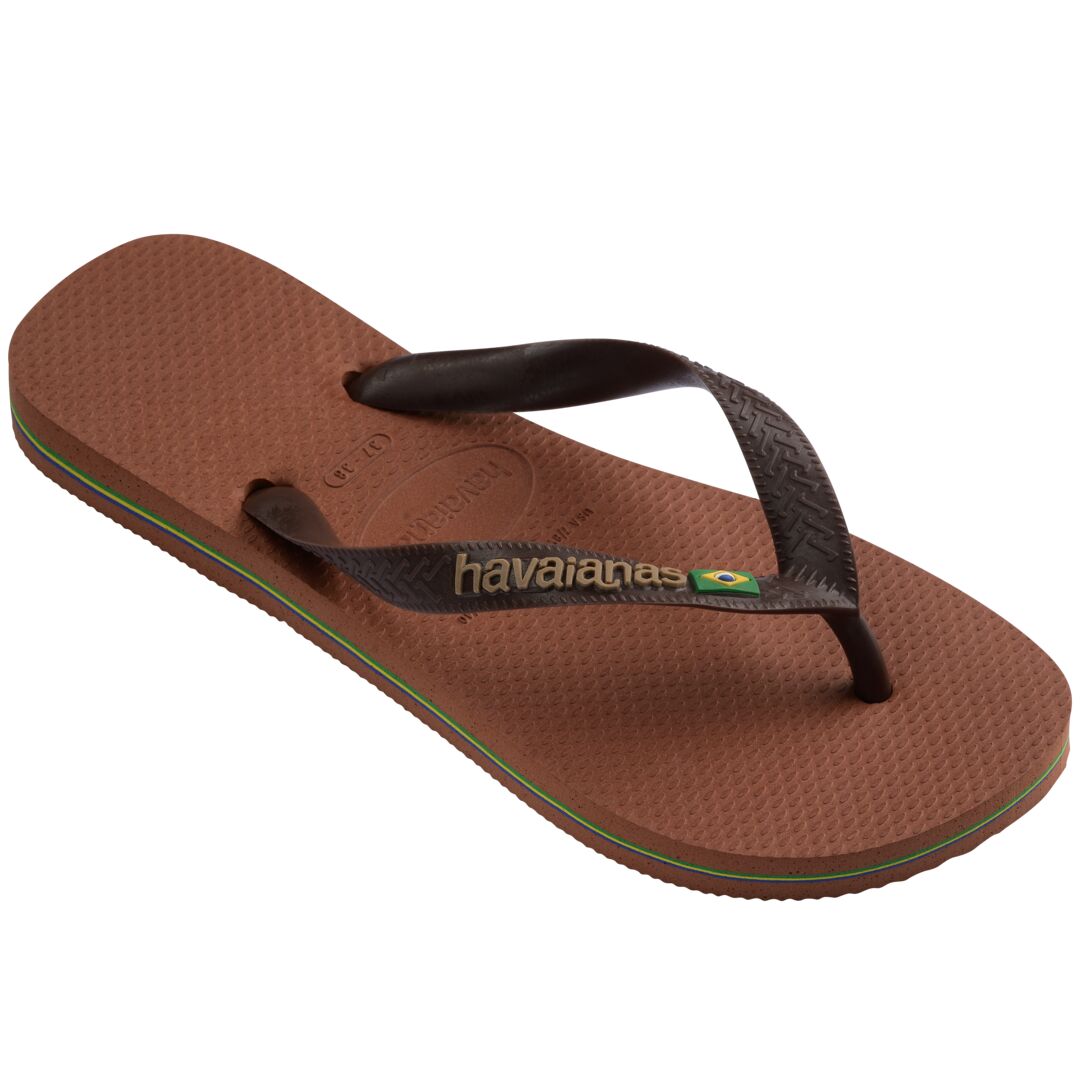 Havaianas Brasil Logo Mens Rust/Dark Brown Toe Post Sandals