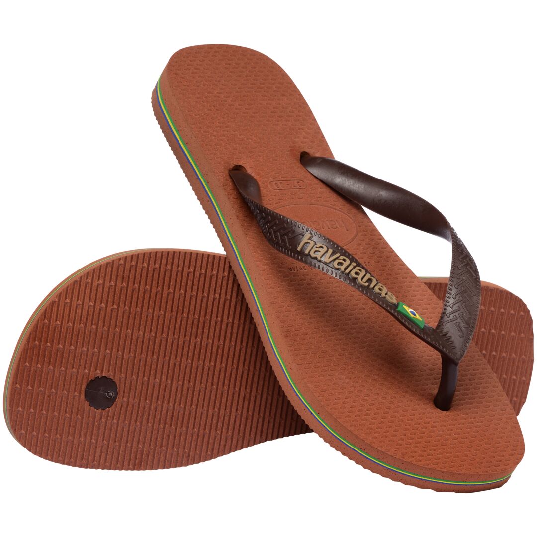Havaianas Brasil Logo Mens Rust/Dark Brown Toe Post Sandals