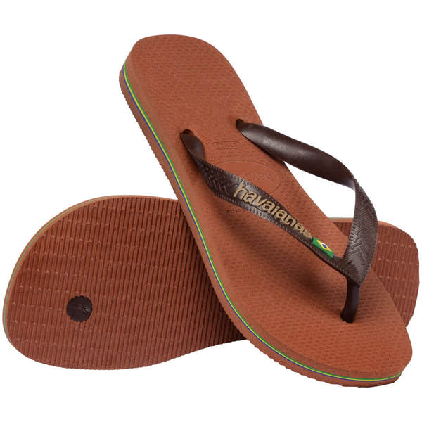 Havaianas Brasil Logo Mens Rust/Dark Brown Toe Post Sandals