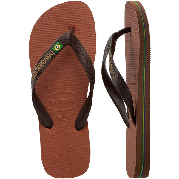 Havaianas Brasil Logo Mens Rust/Dark Brown Toe Post Sandals