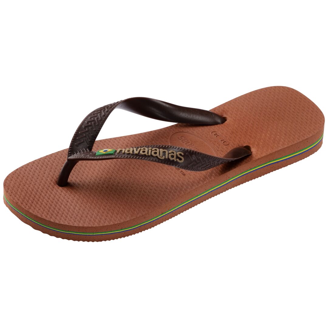 Havaianas Brasil Logo Mens Rust/Dark Brown Toe Post Sandals