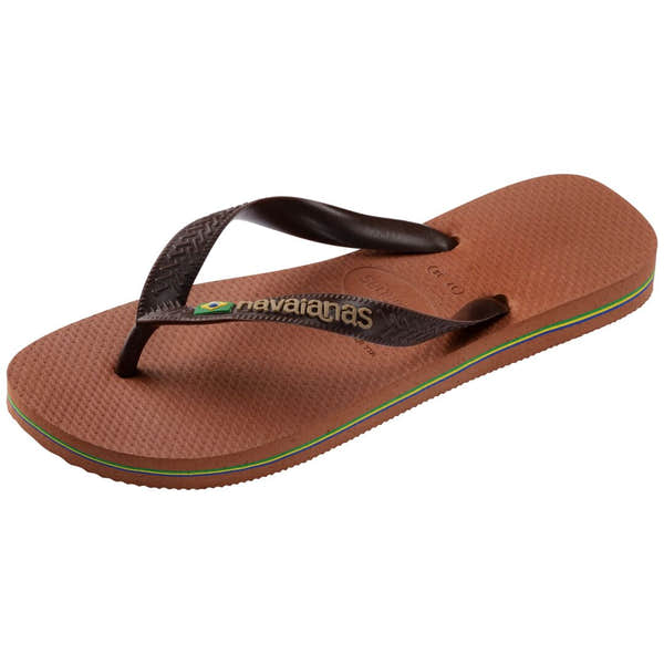 Havaianas Brasil Logo Mens Rust/Dark Brown Toe Post Sandals