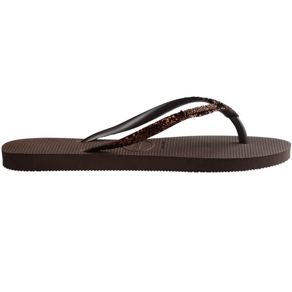 Havaianas Slim Glitter II Ladies Dark Brown Toe Post Sandals