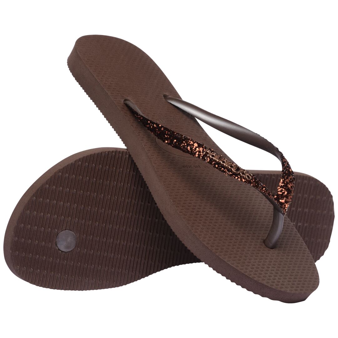 Havaianas Slim Glitter II Ladies Dark Brown Toe Post Sandals