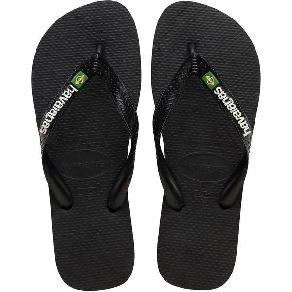 Havaianas Brasil Logo Unisex Black/Black Toe Post Sandals
