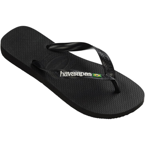Havaianas Brasil Logo Unisex Black/Black Toe Post Sandals