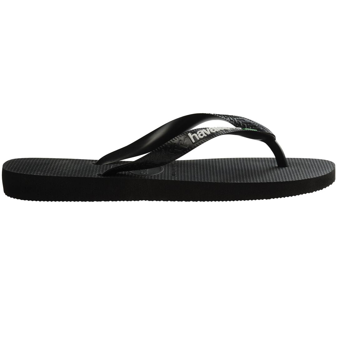 Havaianas Brasil Logo Unisex Black/Black Toe Post Sandals