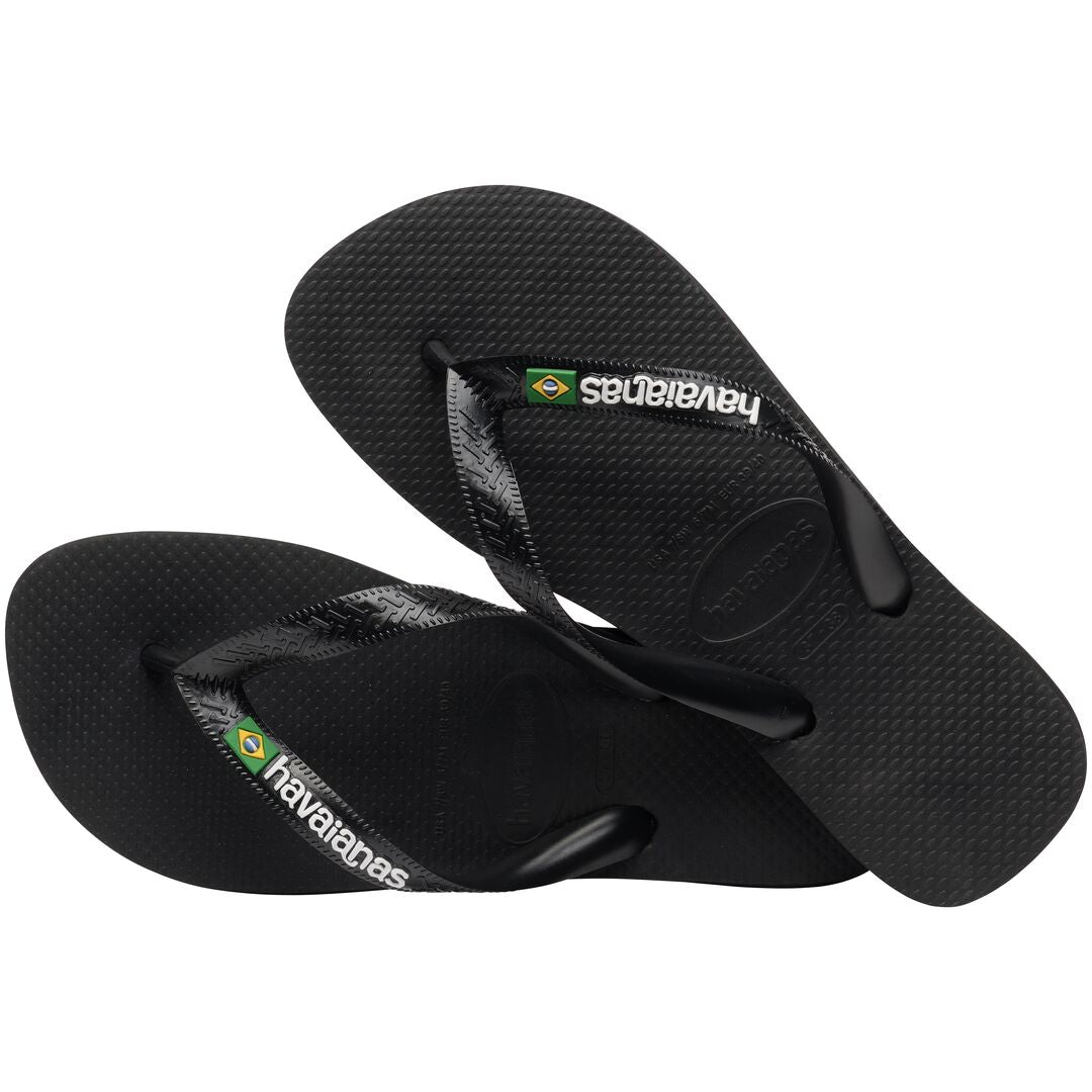 Havaianas Brasil Logo Unisex Black/Black Toe Post Sandals