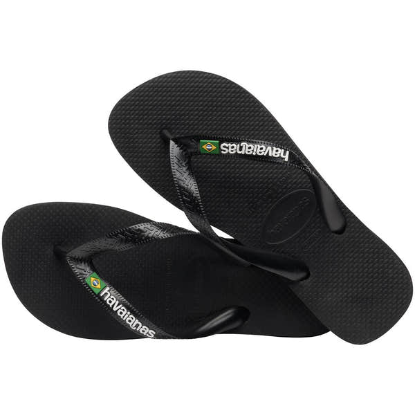 Havaianas Brasil Logo Unisex Black/Black Toe Post Sandals