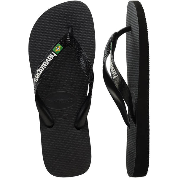 Havaianas Brasil Logo Unisex Black/Black Toe Post Sandals