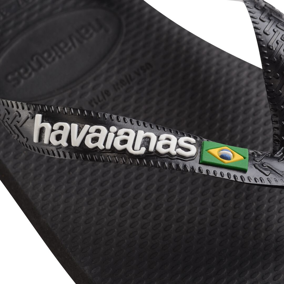 Havaianas Brasil Logo Unisex Black/Black Toe Post Sandals