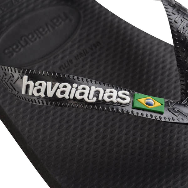 Havaianas Brasil Logo Unisex Black/Black Toe Post Sandals