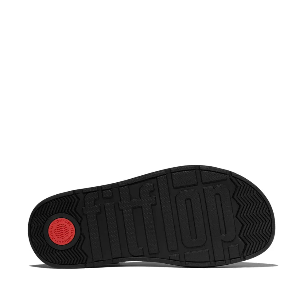 FitFlop A3U-011 Gen-FF Tumbled Silver Leather Fisherman Sandals with buckle and textured sole, women’s casual summer footwear.