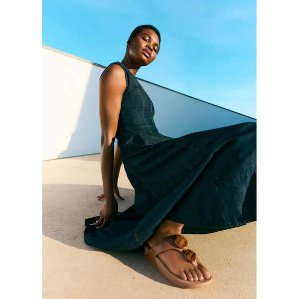 FitFlop Lulu Marbled Stone Deep Tan T-Bar Sandals for women, stylish and comfortable summer footwear.