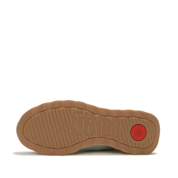 FitFlop A5P-E09 Retro-Q FF women's mint and teal leather and textile lace-up trainers with rubber outsole.